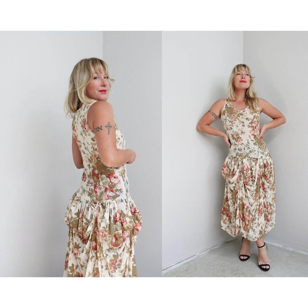 1990's Vintage Designer Sue Wong Atelier Romantic Bustle Dress ~ Women's XS SM